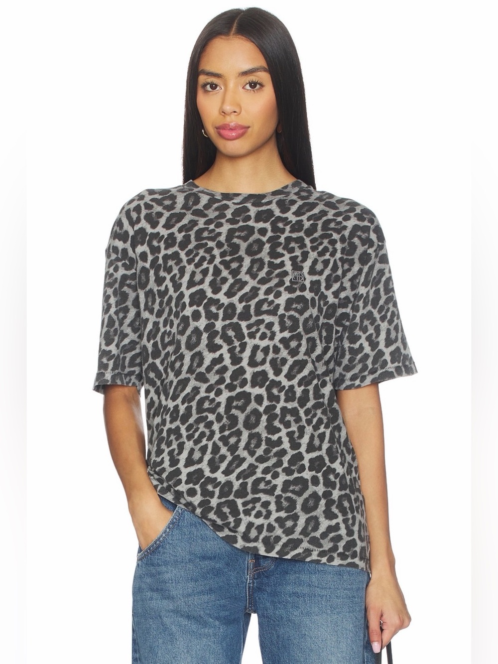 NWOT ANINE BING Cohen Tee in Grey Leopard
